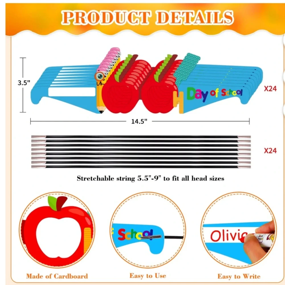 NWT (24) 100th Day of School Colorful Paper Glasses Fun Headbands Crowns Eyewear